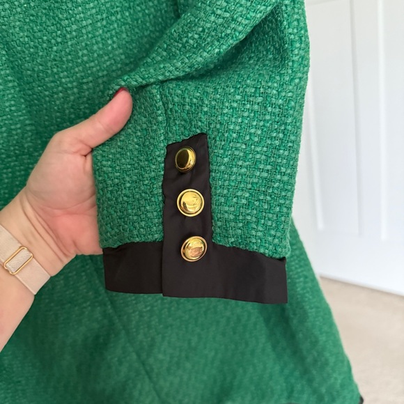 NWT Pomander Place coco tweed Green Black Buttoned Dress Tie Long sleeve - Picture 5 of 6